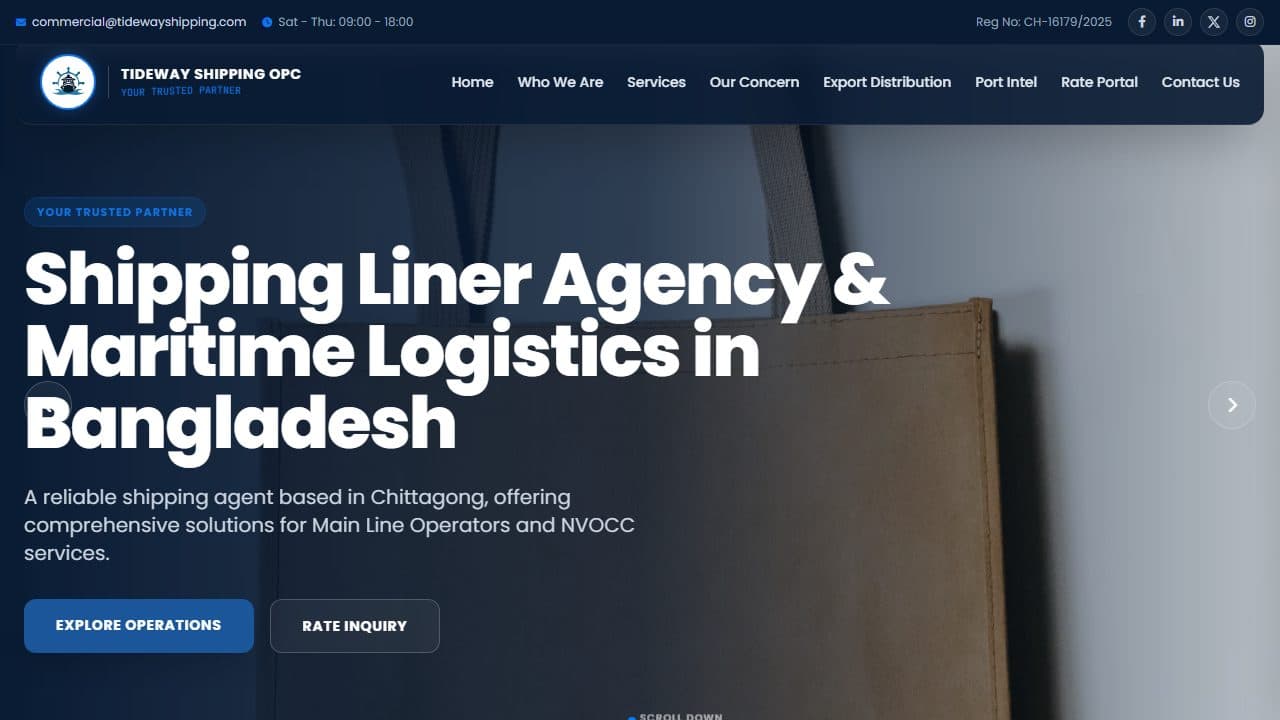 Tide Way Shipping maritime logistics dashboard on multiple screens